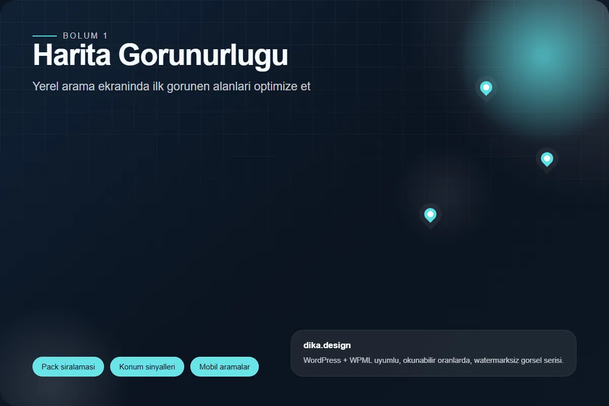 Yerel arama sonuclarinda harita gorunurlugu ve mobil arama davranisini anlatan gorsel