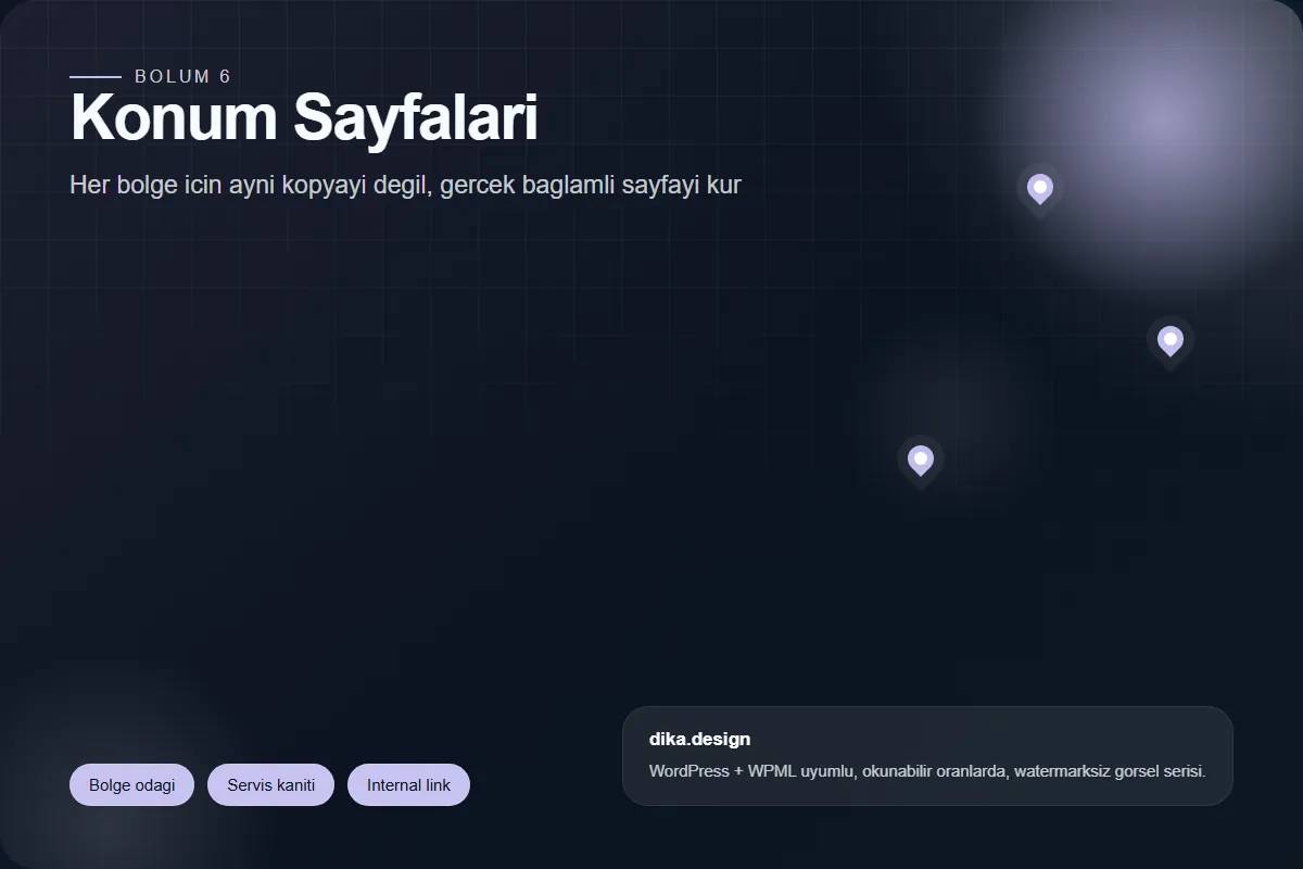 Bolgeye ozel konum sayfalari ve servis baglamini anlatan gorsel