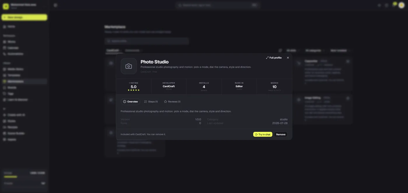 Dika Studio reusable creative skill profile inside the product interface